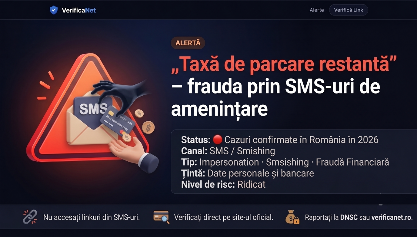 SMS-uri false despre taxe de parcare restante – tentativă de furt al datelor bancare