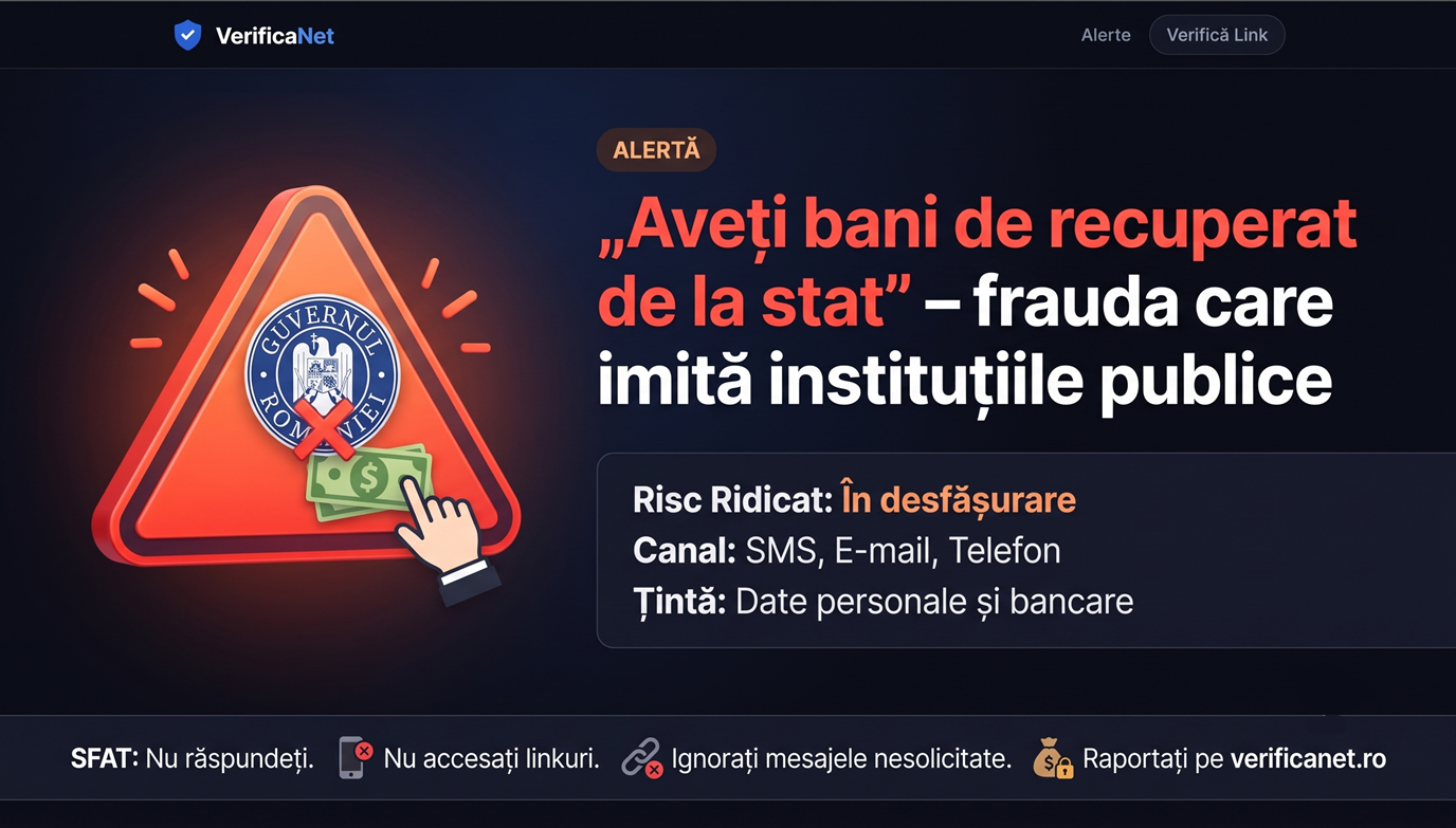 „Aveți bani de recuperat de la stat” – frauda care imită instituțiile publice